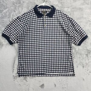 Vintage BOGARi Studio Shirt Mens XL Blue Red Plaid Polo Short Sleeve Preppy